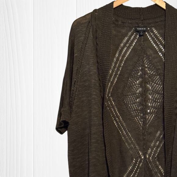 TORRID Pointelle Cardigan Short Sleeve Dolman Sweater - Picture 5 of 14